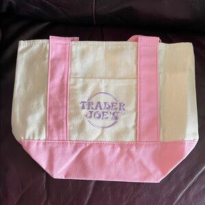 Trader Joe's Pink and Cream Tote Bag